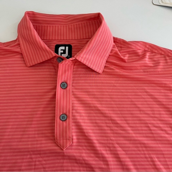 FootJoy Other - FJ Footjoy Coral Striped Short‎ Sleeve Polo Men's Large golf polo